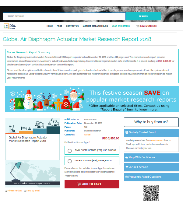 Global Air Diaphragm Actuator Market Research Report 2018