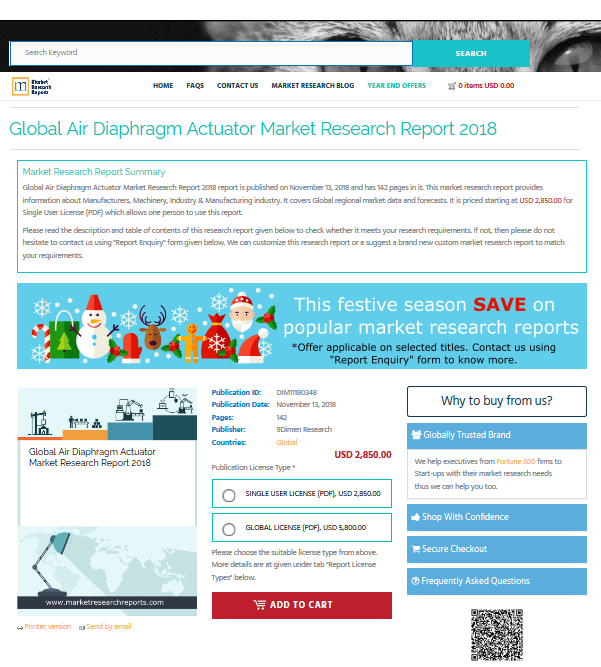 Global Air Diaphragm Actuator Market Research Report 2018'