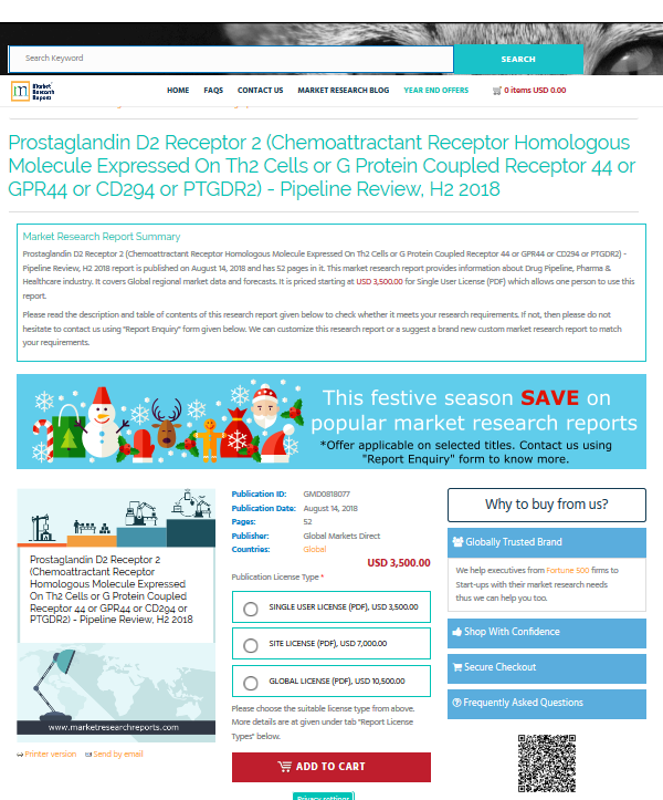 Prostaglandin D2 Receptor 2 - Pipeline Review, H2 2018'