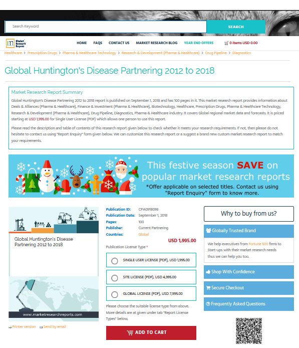 Global Huntington's Disease Partnering 2012 to 2018'