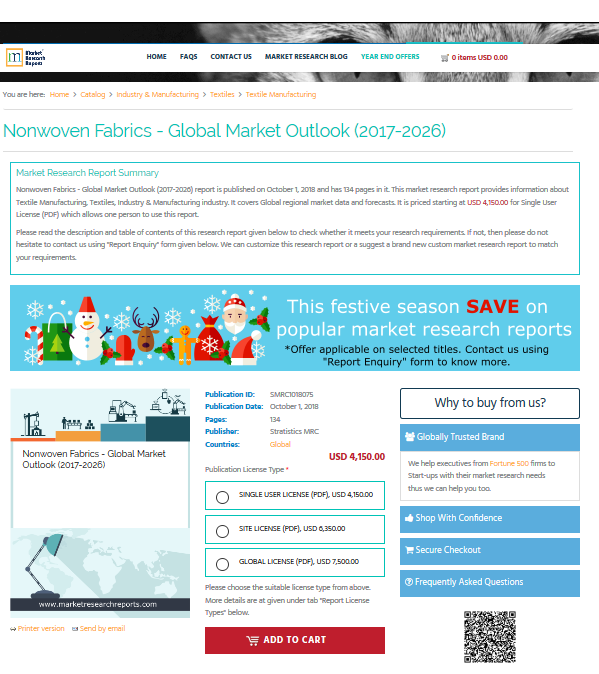 Nonwoven Fabrics - Global Market Outlook (2017-2026)'