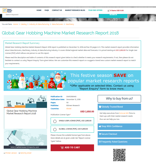 Global Gear Hobbing Machine Market Research Report 2018'