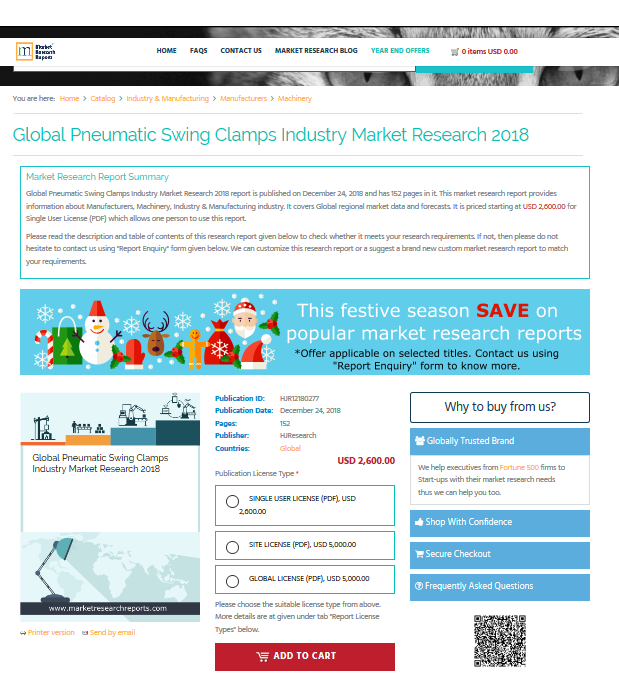 Global Pneumatic Swing Clamps Industry Market Research 2018'