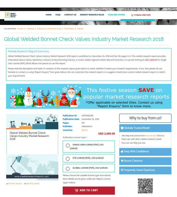 Global Welded Bonnet Check Valves Industry Market Research'