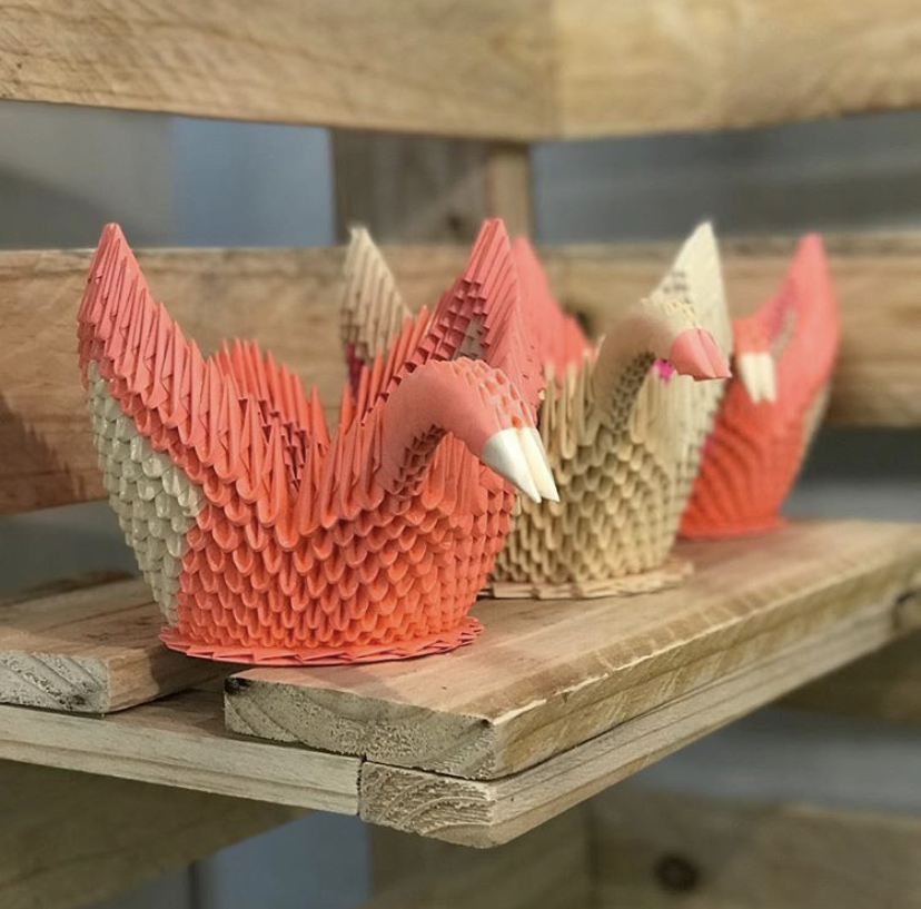 Origami Swan Sculptures 02