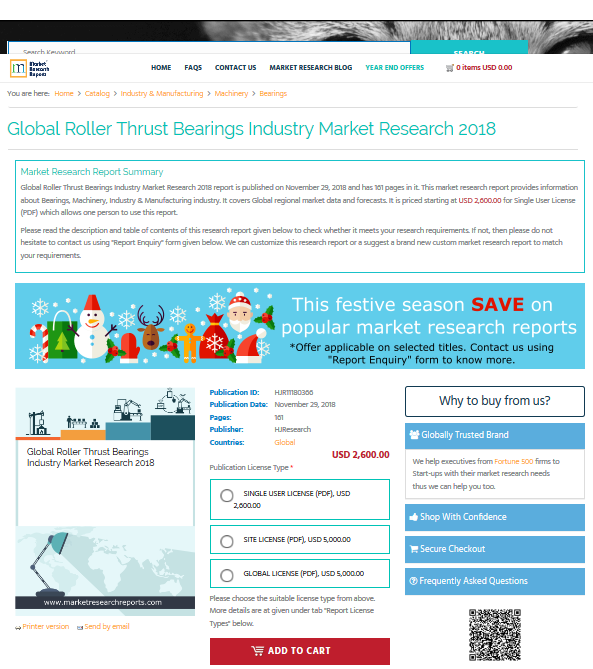 Global Roller Thrust Bearings Industry Market Research 2018