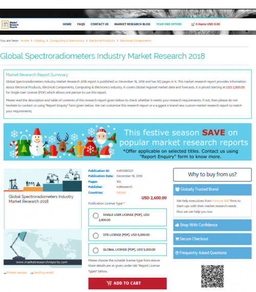 Global Spectroradiometers Industry Market Research 2018'