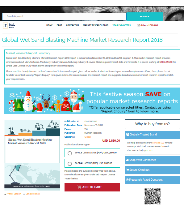 Global Wet Sand Blasting Machine Market Research Report 2018'