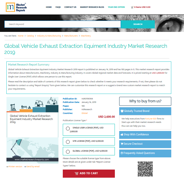 Global Vehicle Exhaust Extraction Equiment Industry