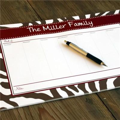 Personalized Zebra Desk notepad'