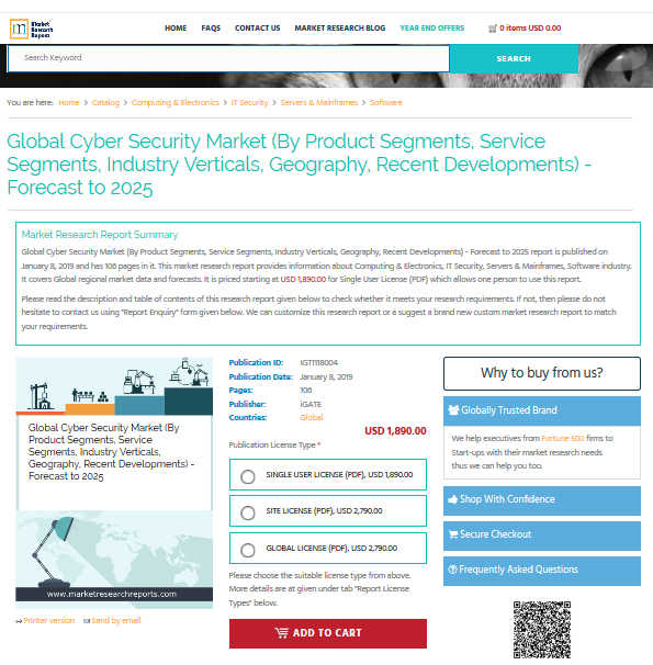 Global Cyber Security Market (By Product Segments, Service'