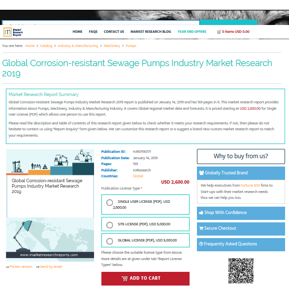 Global Corrosion-resistant Sewage Pumps Industry Market