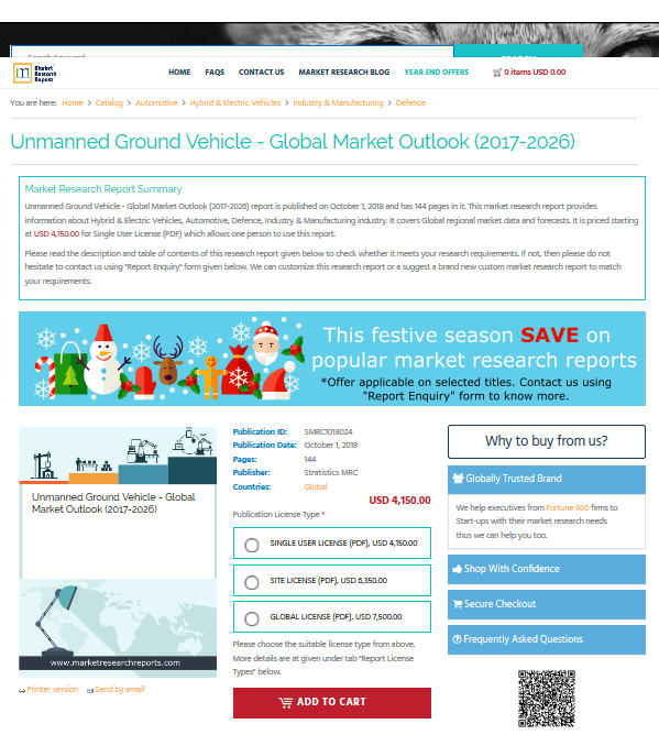 Unmanned Ground Vehicle - Global Market Outlook (2017-2026)'