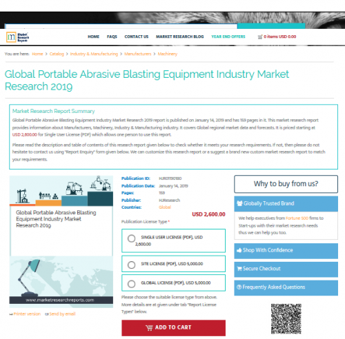 Global Portable Abrasive Blasting Equipment Industry Market'