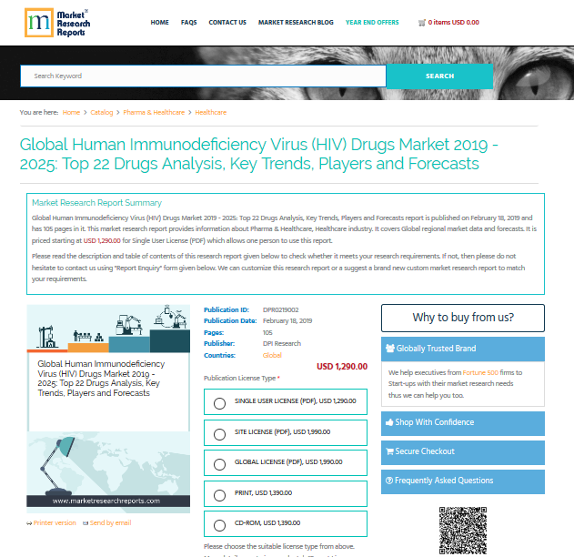 Global Human Immunodeficiency Virus (HIV) Drugs Market 2019