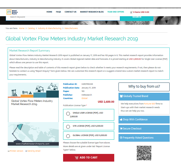 Global Vortex Flow Meters Industry Market Research 2019