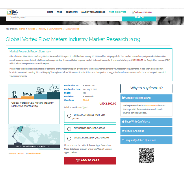 Global Vortex Flow Meters Industry Market Research 2019'