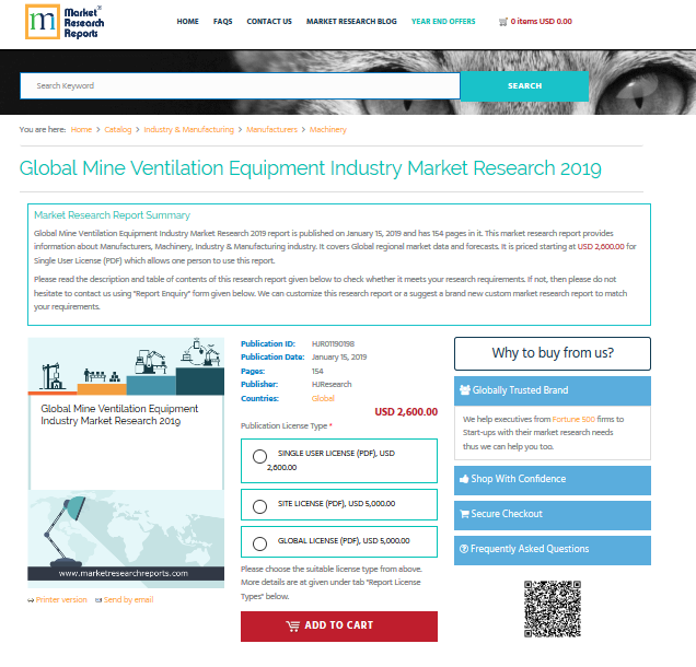 Global Mine Ventilation Equipment Industry Market Research
