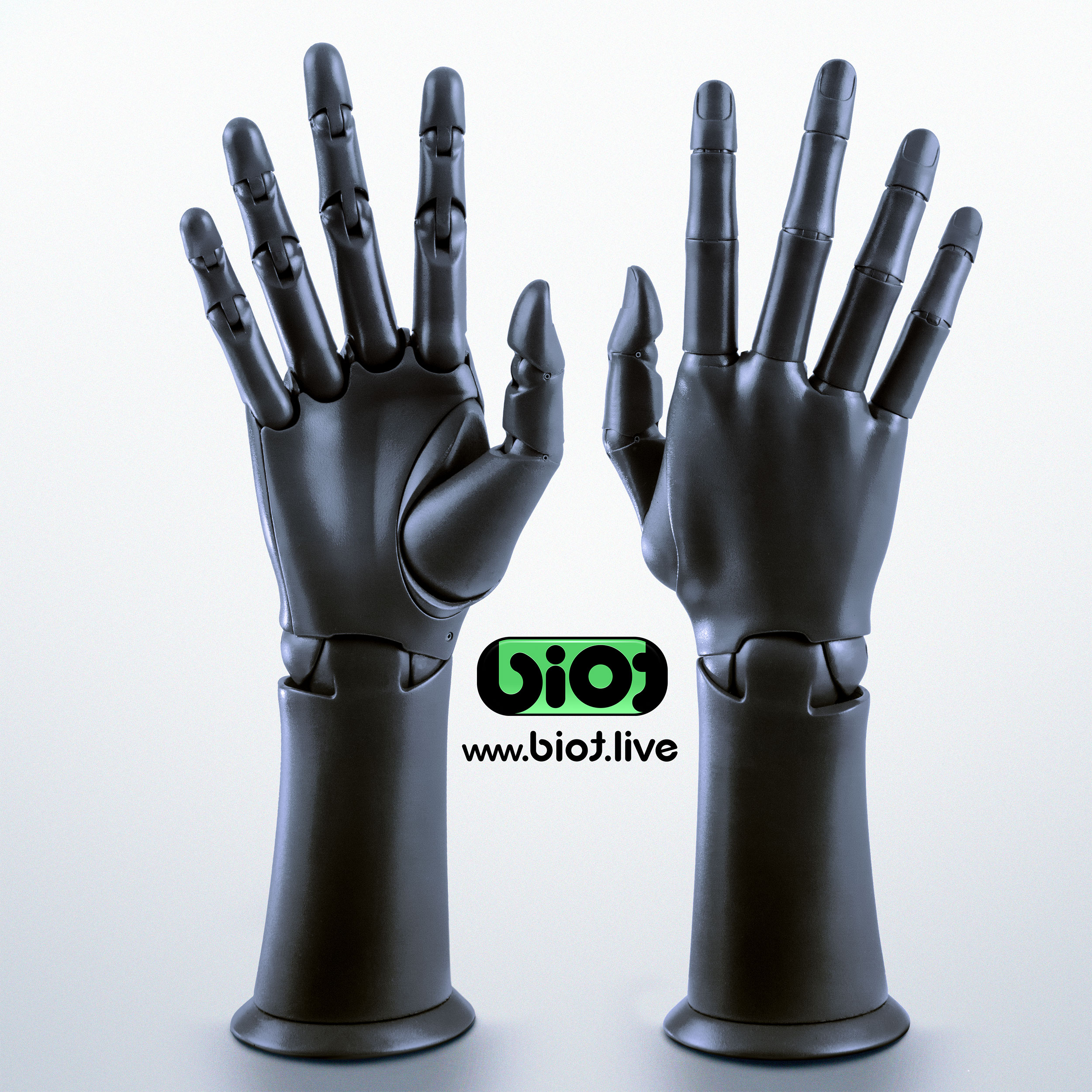 Robotic hand BIOT holding smartphone'