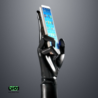 Robotic Hand BIOT holding smartphone.