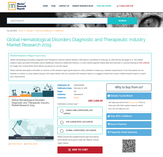 Global Hematological Disorders Diagnostic and Therapeutic'