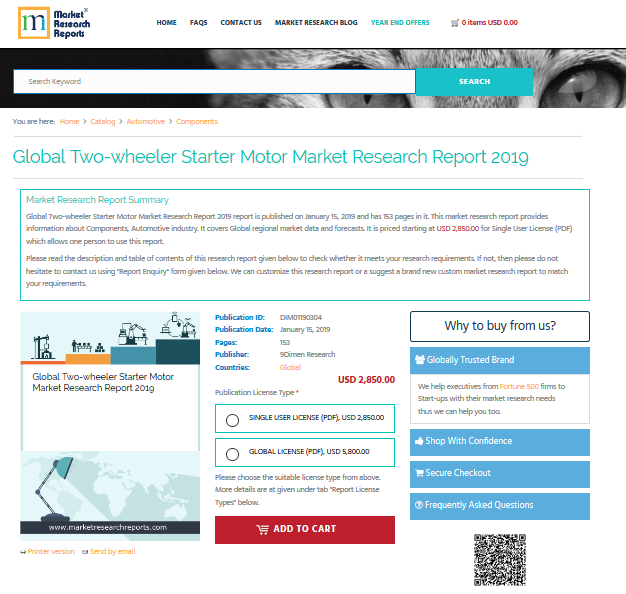 Global Two-wheeler Starter Motor Market Research Report 2019'