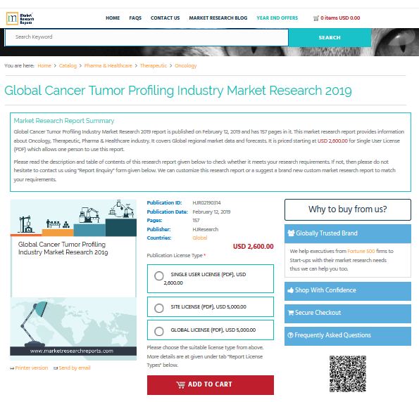 Global Cancer Tumor Profiling Industry Market Research 2019'