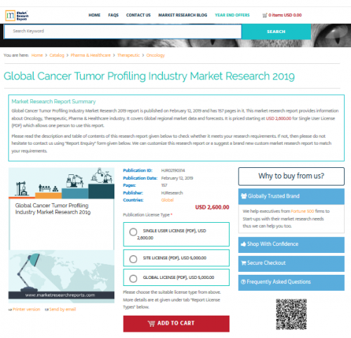 Global Cancer Tumor Profiling Industry Market Research 2019'