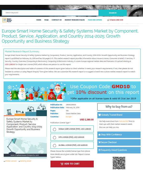 Europe Smart Home Security &amp; Safety Systems Market'