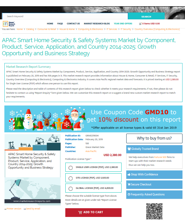 APAC Smart Home Security &amp; Safety Systems Market'