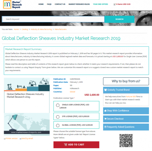 Global Deflection Sheaves Industry Market Research 2019'