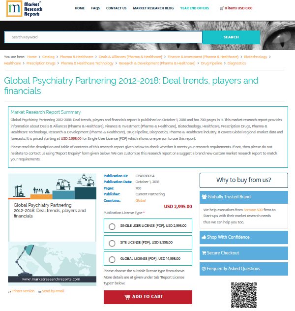 Global Psychiatry Partnering 2012-2018: Deal trends, players'