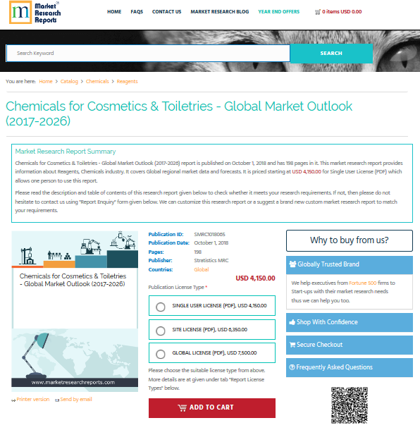 Chemicals for Cosmetics &amp; Toiletries - Global Market'