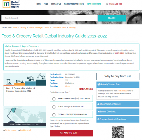 Food &amp; Grocery Retail Global Industry Guide 2013-202'