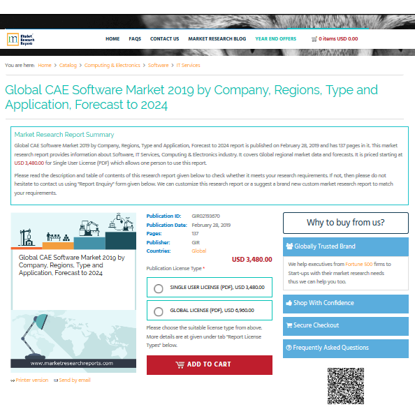 Global CAE Software Market 2019 by Company, Regions, Type'