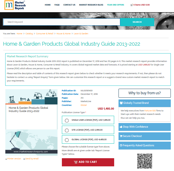 Home &amp; Garden Products Global Industry Guide 2013-20'