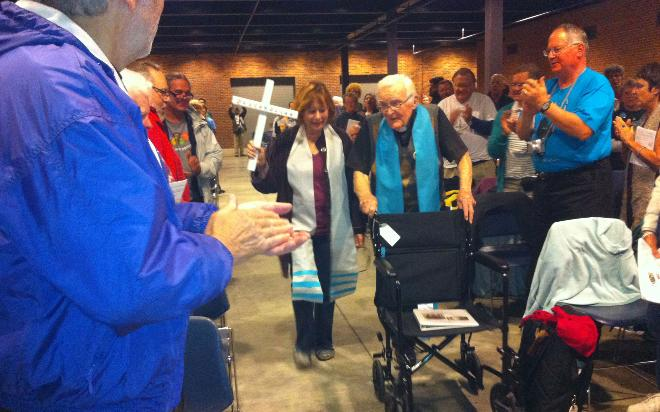92 Year Old Fr Bill Brennan celebrates Catholic Mass.