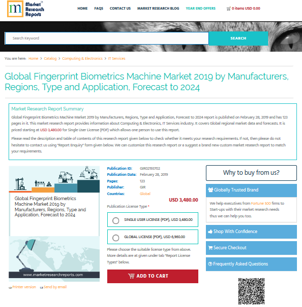 Global Fingerprint Biometrics Machine Market 2019'