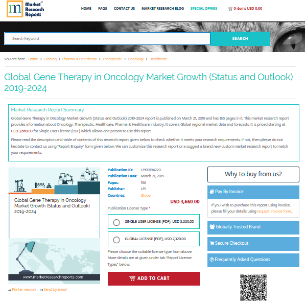 Global Gene Therapy in Oncology Market Growth 2019-2024'