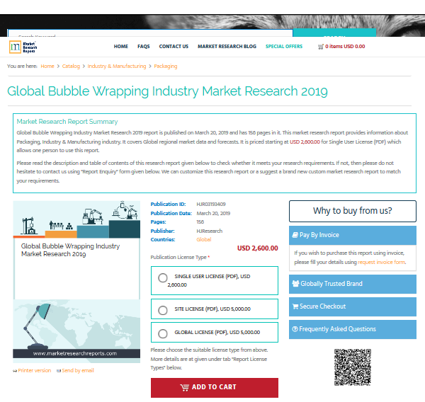 Global Bubble Wrapping Industry Market Research 2019