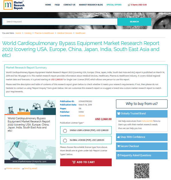 World Cardiopulmonary Bypass Equipment Market Research'