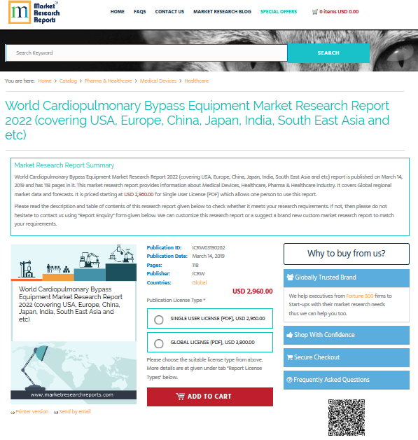 World Cardiopulmonary Bypass Equipment Market Research