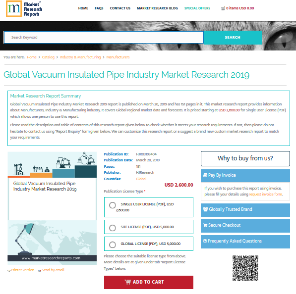 Global Vacuum Insulated Pipe Industry Market Research 2019