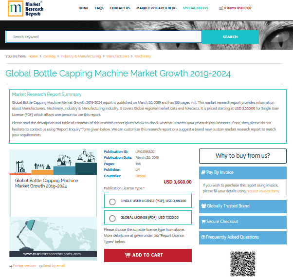 Global Bottle Capping Machine Market Growth 2019-2024'