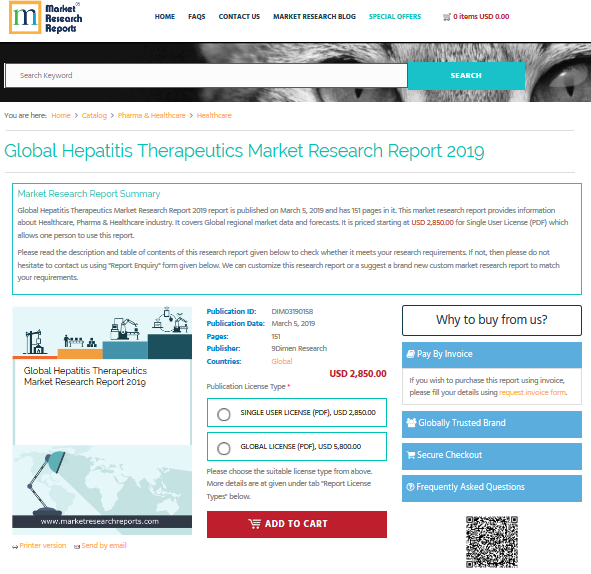 Global Hepatitis Therapeutics Market Research Report 2019'