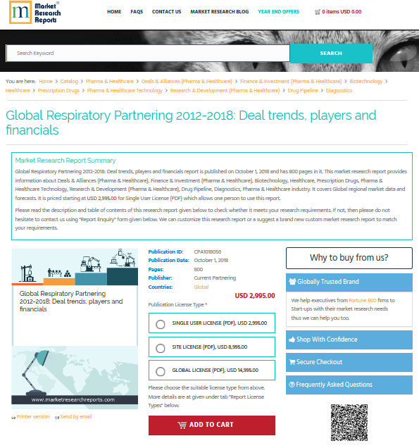 Global Respiratory Partnering 2012-2018: Deal trends