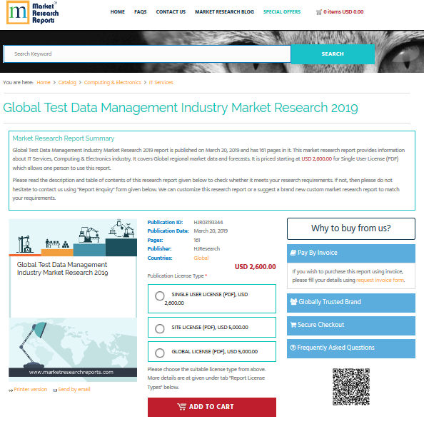 Global Test Data Management Industry Market Research 2019