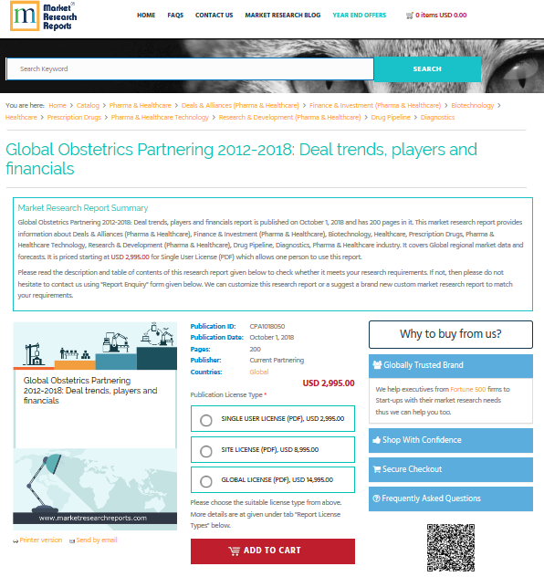 Global Obstetrics Partnering 2012-2018: Deal trends, players'