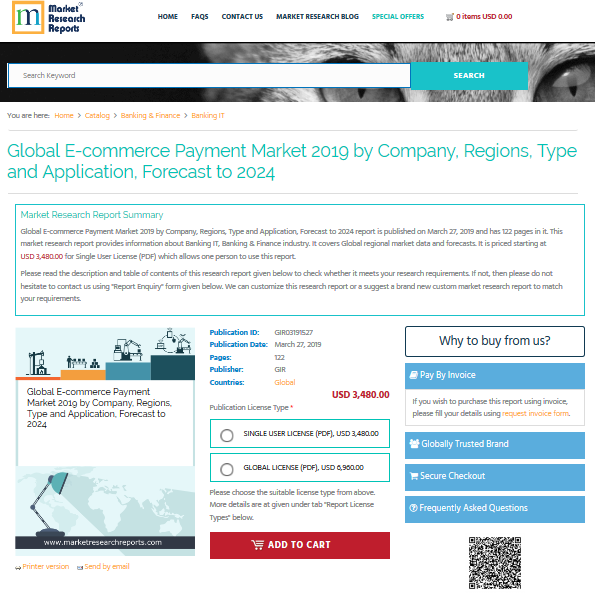 Global E-commerce Payment Market 2019 by Company, Regions