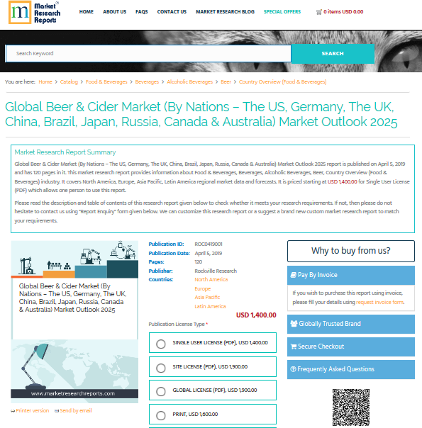 Global Beer and Cider Market Outlook 2025